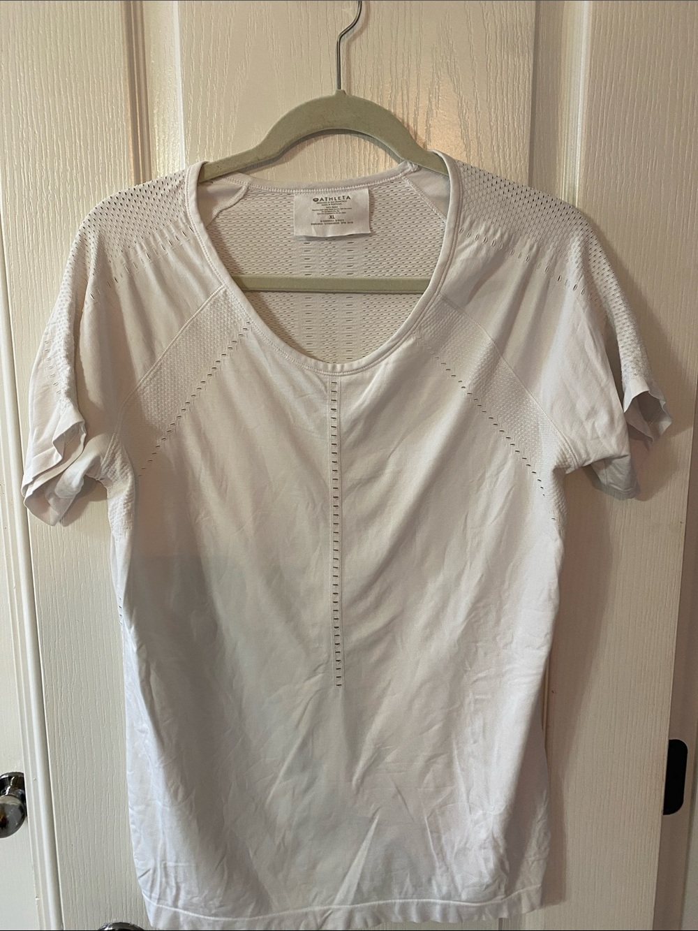 Athleta White Short Sleeve Athletic Tee with Vent Details